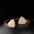 wholesale 925 Gold Plated Inlaid Minimalist Triangle Hetian Jade Stud Earrings with Certificate from Douyin Kuaishou Live Factory Source-0-1