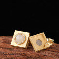 wholesale 925 Silver Gold-Plated with Geometric Hetian White Jade and Jasper Earrings for Women, Comes with Certificate, Wholesale-0-1