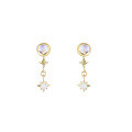 wholesale 9K Gold New Natural Moonstone Opal Earrings Simple Star Ear Studs Japanese Style Accessories-0-4