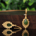 wholesale Vintage Chinese style 925 gold-plated silver feather inlaid with Hetian jadeite waterdrop earrings with certificate-0-2