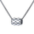 wholesale S925 Sterling Silver Diamond Pattern Cylinder Pendant Women's Necklace Bracelet DIY Accessory Charm-0-4