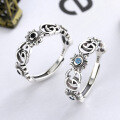 wholesale 925 Sterling Silver Double Letter Vintage Brand Women's Petal Ring Fashionable Zircon Hip-Hop Punk-0-0