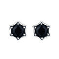 wholesale S925 Sterling Silver Korean Japanese Style Retro Personality Black Diamond Hexagonal Star Earrings Men's Fashion Ear Accessories-0-4