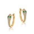 wholesale S925 Sterling Silver New Style Serpent Green Zircon Earrings, European and American Fashion Colored Zircon Zodiac Snake Hoop Earrings for Cross-Border Wholesale-0-4