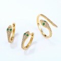 wholesale S925 Sterling Silver New Style Serpent Green Zircon Earrings, European and American Fashion Colored Zircon Zodiac Snake Hoop Earrings for Cross-Border Wholesale-0-3