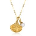 wholesale 925 Sterling Silver Summer New Natural Freshwater Pearl Scallop Shell Necklace Minimalist Ocean Style Wholesale-0-3