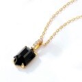 wholesale 925 Silver Geometric Pendant Women's Korean Light Luxury Retro Style New Arrival Small Chanel-inspired Natural Black Agate Necklace Wholesale-0-1
