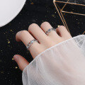 wholesale 925 Sterling Silver Double Letter Vintage Brand Women's Petal Ring Fashionable Zircon Hip-Hop Punk-0-3