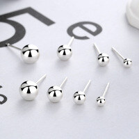 wholesale S925 Sterling Silver Small and Delicate Round Bead Stud Earrings, Simple and Fresh Style-YR005/D 0.68g/pair 925 silver