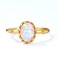 wholesale S925 Silver Plated 9K Gold Japanese Retro Style Opal Egg Geometric Ring for Women, Light Luxury Forest Series Wholesale-0-2
