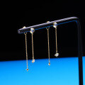 wholesale 9K Gold New Korean and Japanese Natural Moonstone Opal Simple Long Earrings Star Light Ear Hooks Non-Fading-0-2