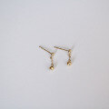wholesale 9K Gold Zircon Studded Bow Knot Stud Earrings with Beaded Chain Tassel for a Student-Chic Look-0-3