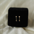 wholesale 9K Gold Zircon Studded Bow Knot Stud Earrings with Beaded Chain Tassel for a Student-Chic Look-0-4
