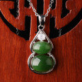 wholesale 925 Sterling Silver Inlaid with Cabochon Hetian Jasper Pendant with Certificate, New Chinese Style Ancient Wind Gourd Jade Pendant Wholesale-0-6