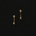wholesale 9K Gold Zircon Studded Bow Knot Stud Earrings with Beaded Chain Tassel for a Student-Chic Look-0-2