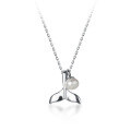 wholesale S925 Sterling Silver Korean Style Simple and Elegant Ocean Mermaid Tail Necklace with Sweet Small Pearl Forest Series Choker D6478-0-4