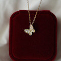 wholesale AU375 9K Gold Full Diamond Butterfly and Prosperous Flower Exquisite Pendant-0-1