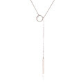 wholesale 925 Sterling Silver Diamond-Embellished Long Tassel Necklace for Women, Minimalist Luxury Small Circle Pendant Collarbone Chain-0-4
