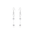 wholesale S925 Sterling Silver Korean Japanese Sweet Geometric Floral Long Drop Earrings with Zirconia Fringe Accessories for Drop Shipping-0-4