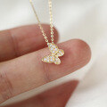 wholesale AU375 9K Gold Full Diamond Butterfly and Prosperous Flower Exquisite Pendant-0-0