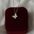 wholesale AU375 9K Gold Full Diamond Butterfly and Prosperous Flower Exquisite Pendant-0-2