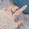wholesale S925 Sterling Silver Korean-style N-Link Pig Nose Distressed Open Adjustable Ring for Women, Creative Light Luxury Thai Silver Single Ring-0-2