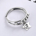 wholesale S925 Sterling Silver Korean Dongdaemun Ins Trendy Five-Point Star Pendant Rotating Bead Ring-0-3