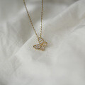 wholesale AU375 9K Gold Full Diamond Butterfly and Prosperous Flower Exquisite Pendant-0-3