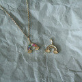 wholesale 9K gold Korean K-gold department approved exquisite colorful zircon rainbow-shaped pendant-0-1