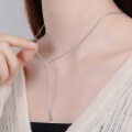 wholesale Adjustable snake bone ballpoint necklace for women with tassel pendant, minimalist Korean-style collarbone chain, double-wear wholesale Metal material comes first-0-1