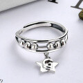 wholesale S925 Sterling Silver Korean Dongdaemun Ins Trendy Five-Point Star Pendant Rotating Bead Ring-0-1