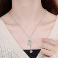 wholesale S925 Sterling Silver Korean Dongdaemun D Letter Necklace Women's Versatile Personality Accessory Vintage Silver Collarbone Chain Fresh and Elegant-0-3