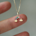 wholesale 9K gold Korean K-gold department approved exquisite colorful zircon rainbow-shaped pendant-0-0
