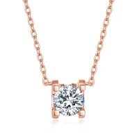 wholesale Silver Moissanite Bull Head 1 Carat Pendant Necklace for Women Wholesale Collarbone Chain-Rose gold  1 carat