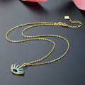 wholesale S925 Silver Cross-Border Item Jewelry Demon Eye Inlaid Diamond Pendant Collarbone Necklace for Women with Zirconia Gold Color Set Chain-0-4