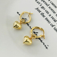 wholesale S925 Sterling Silver Love Ear Clasp, Short Heart Stud Earrings For Women, Unique Trendy Design-E2133_Gold 925 Silver