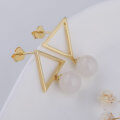 wholesale Metal Material: 925 Silver Gold Plated Manufacturer Dropshipping Minimalist Earrings with Certificate Asymmetric Triangle Bead Hetian Jade Earrings-0-1