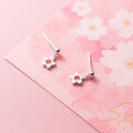 wholesale S925 Sterling Silver Korean-style Cute and Dainty Hollow-out Floral Sweet Sparkling Pearl Earrings G6604-0-0