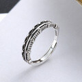 wholesale S925 sterling silver new trendy Japanese and Korean style vintage multi-layer dotted marquise Thai silver open ring tail ring-0-0