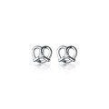 wholesale Sterling Silver S925 Love Pretzel Cookie Earrings with Heart-shaped Bread Knot and Diamond Accents G6597-0-4