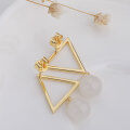 wholesale Metal Material: 925 Silver Gold Plated Manufacturer Dropshipping Minimalist Earrings with Certificate Asymmetric Triangle Bead Hetian Jade Earrings-0-2