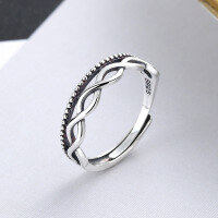 wholesale S925 Sterling Silver Simple and Elegant Twisted Flower Ring for Women, Dongdaemun Style, Live Broadcast Direct Supply from Manufacturer, Drop Shipping-YJ083/approx. 1.9g Adjustable opening