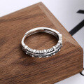 wholesale S925 sterling silver new trendy Japanese and Korean style vintage multi-layer dotted marquise Thai silver open ring tail ring-0-1