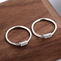 wholesale S925 sterling silver earrings, handmade solid earrings, fashionable studs, versatile Thai silver coil earrings, wholesale silver jewelry-0-0