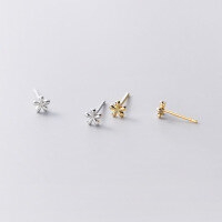wholesale S925 Sterling Silver Ear Studs for Women, Korean Style Minimalist Small Smooth Flower Sweet and Artistic Earrings G6608-s925 silver pair rose gold 925 silver