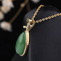 wholesale 925 Silver Gold-Plated with Certificate Natural Jade Hanfu Necklace Pipa-Inlaid Waterdrop Hetian Jade Jasper Pendant-0-1