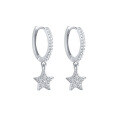 wholesale S925 Sterling Silver Geometric Star Earrings With Zircons, Fashionable And Versatile European And American Style Ear Hoops For Women-0-4