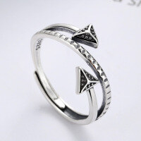 wholesale S925 Sterling Silver Arrowhead Ring Cupid's Arrow Couple Ring Minimalist Arrow Fashion Student Silver Jewelry-YJ092/about 2.1g Adjustable opening