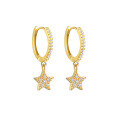 wholesale S925 Sterling Silver Geometric Star Earrings With Zircons, Fashionable And Versatile European And American Style Ear Hoops For Women-0-0