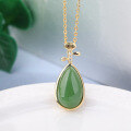 wholesale 925 Silver Gold-Plated with Certificate Natural Jade Hanfu Necklace Pipa-Inlaid Waterdrop Hetian Jade Jasper Pendant-0-3